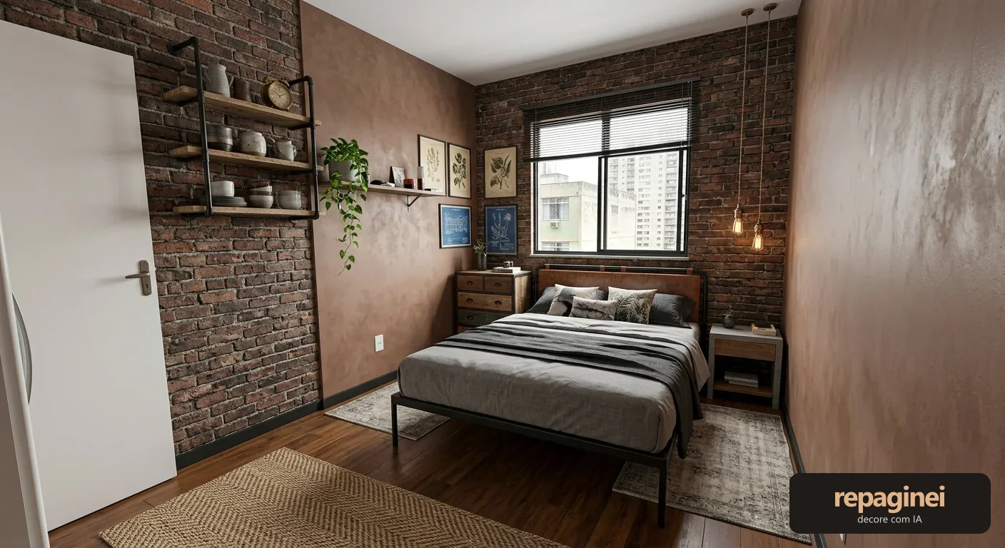 Quarto estilo Industrial urbano